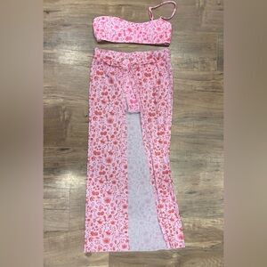 Kendall + Kylie Pink Floral Swim Suit and Cover Up Set Flower Mix